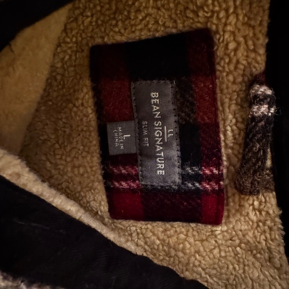 L.L. Bean Signature Men's Sherpa Lined Wool Flannel Shirt Jacket - Large - Picture 3 of 4